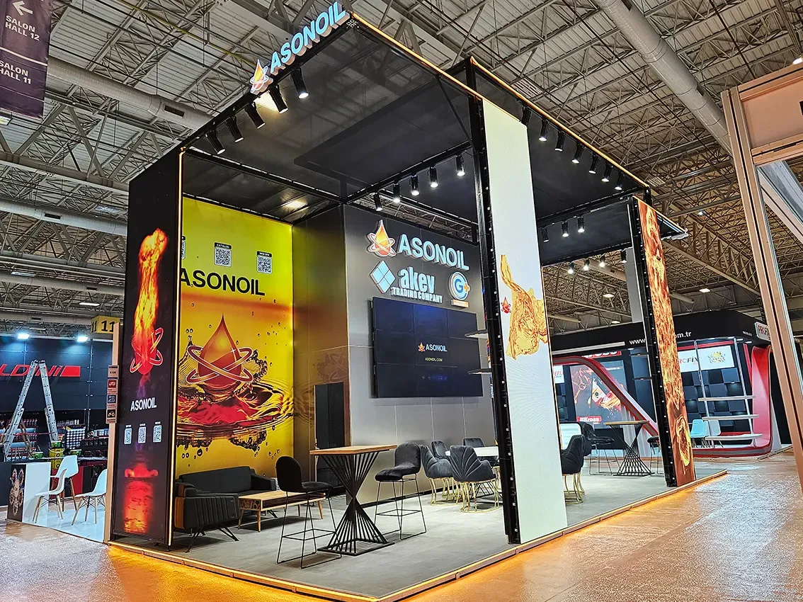 Maxima LightBox ışıklı sistemle hazırlanan Asonoil fuar standı