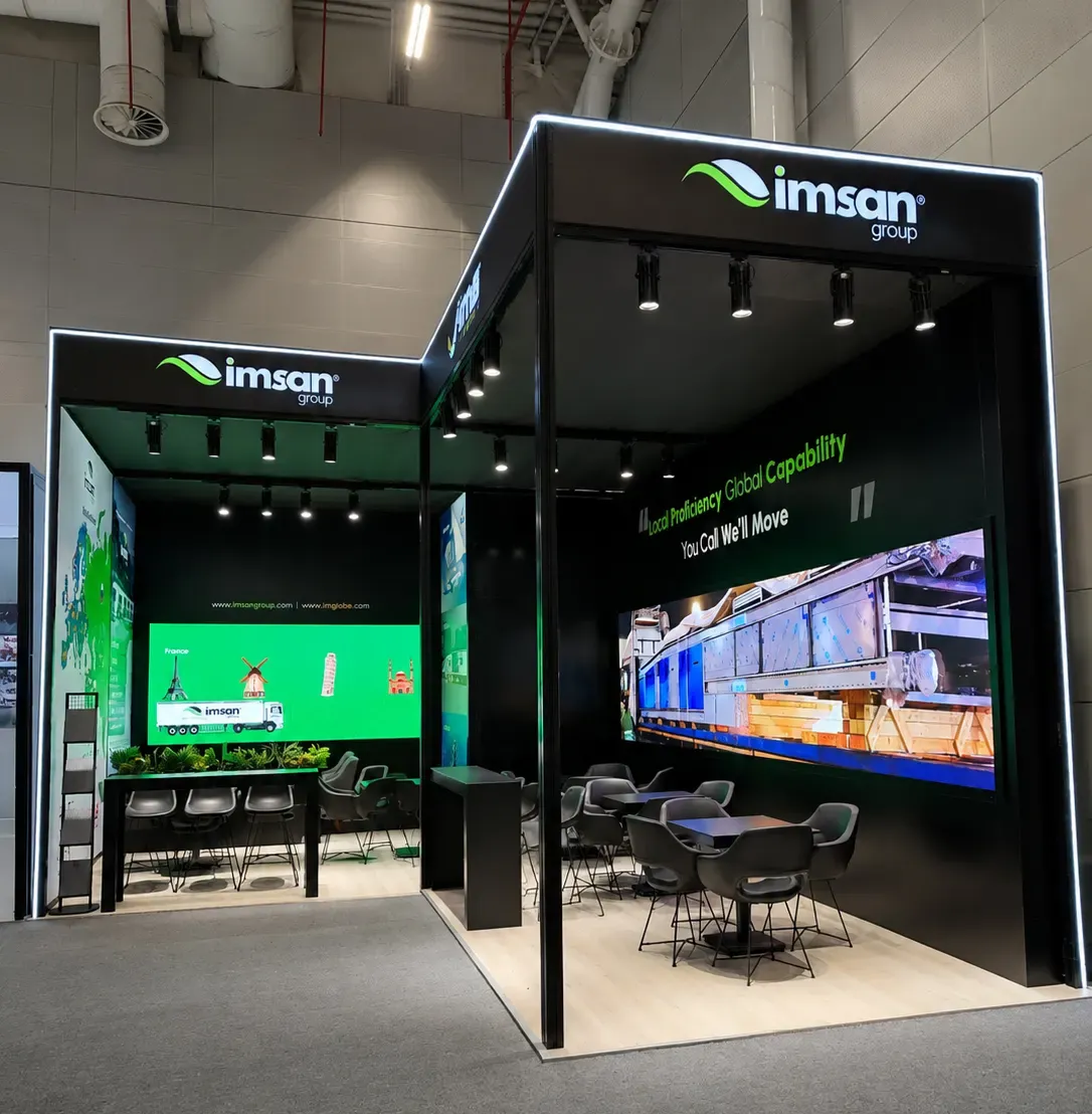 Maxima LightBox ışıklı sistemle hazırlanan İmsan Group fuar standı